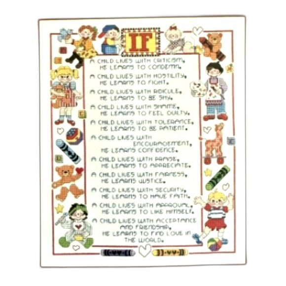 Counted Cross Stitch Kit If A Child Lives With Love Criticism Zweigart - Picture 1 of 4